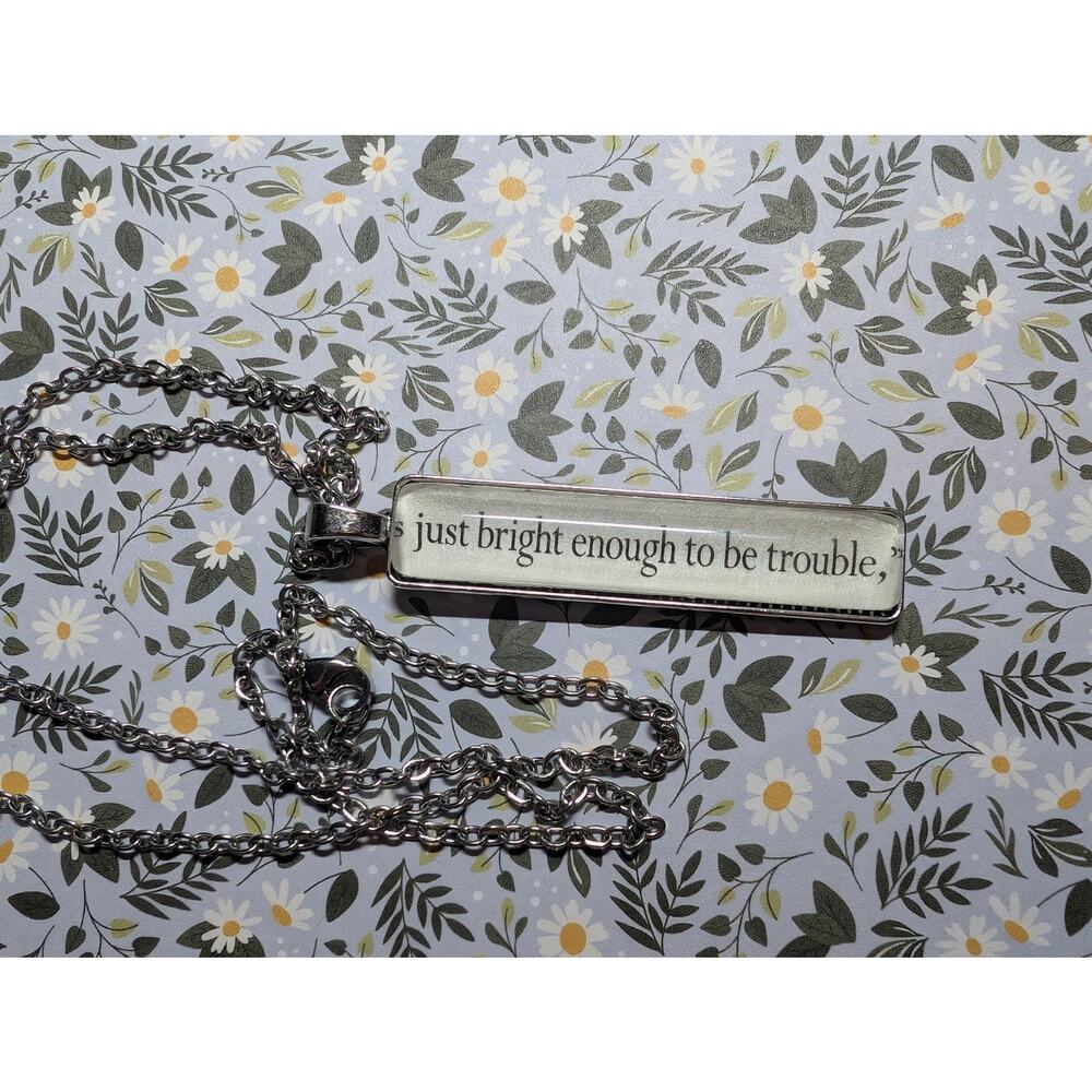 Bright Enough to be Trouble pendant necklace made with Six of Crows book pages